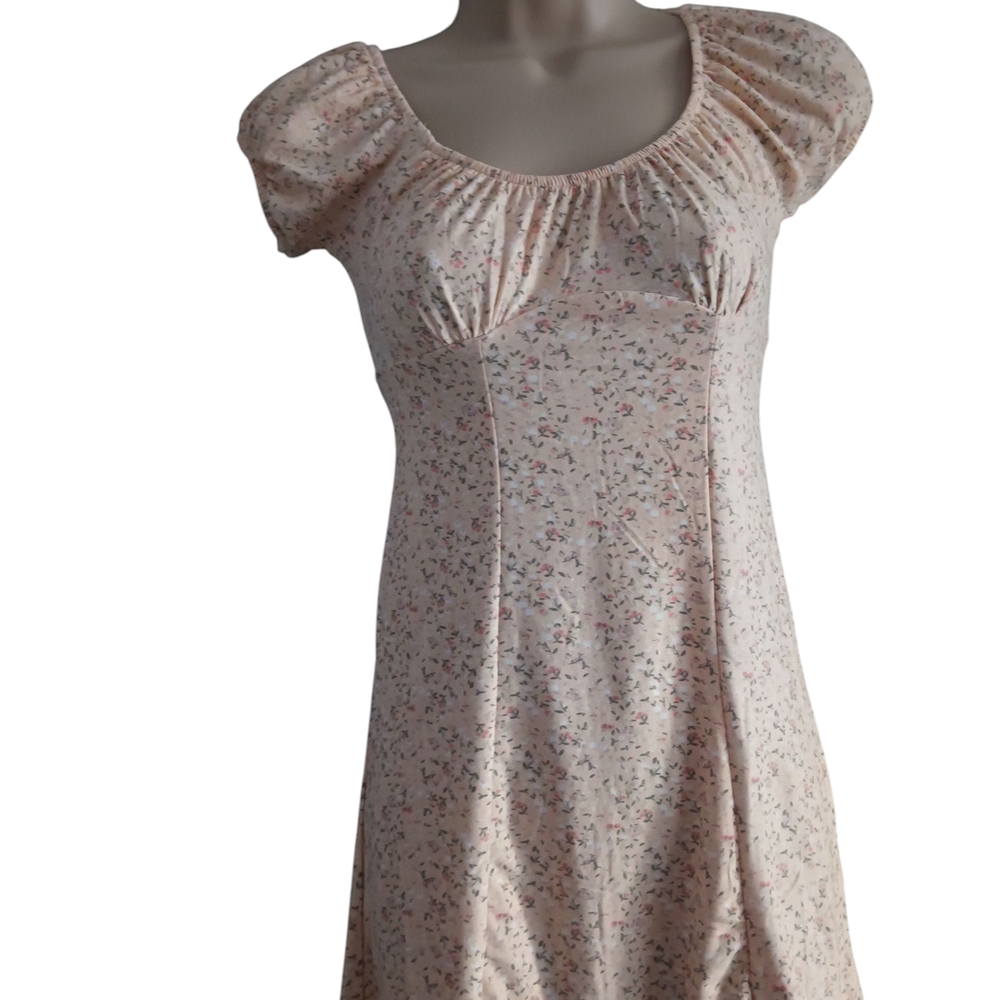 Floral Cream Chemise with Puff Sleeves